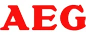 Логотип бренду AEG, виробника побутової техніки та кавомашин.